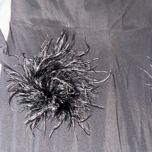 Black Feather-Trimmed Dress - Picture 2 of 8
